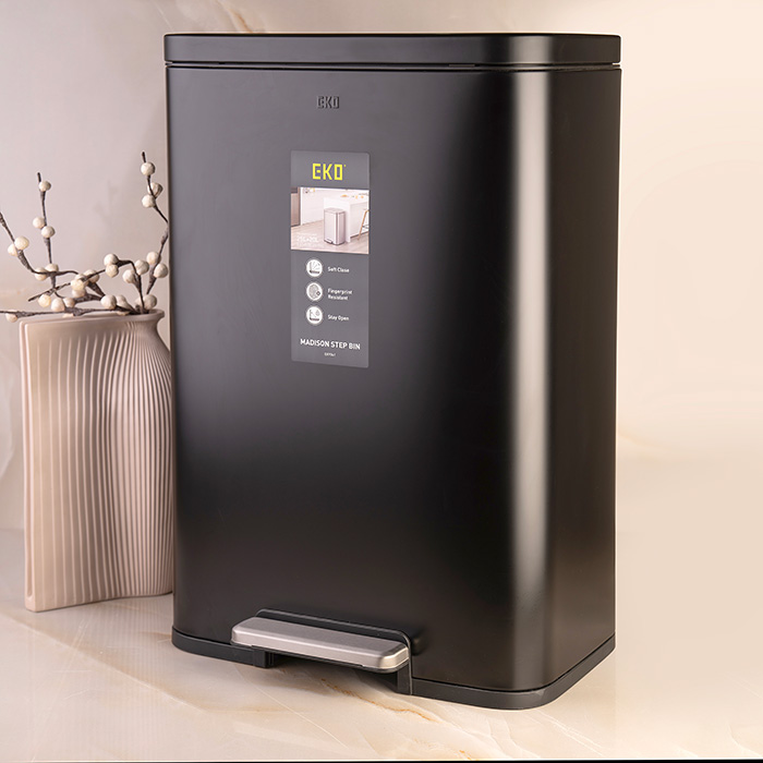 DSC05772 سطل زباله ی 45لیتر دوقلو برند اکو رنگ مشکی - Image 1