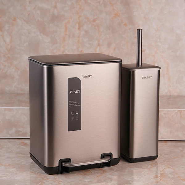DSC07187 سطل وفرچه تک ۶ لیتر پدالی مدل FIONA برند اسمارت رنگ استیل کد 6976-SS - Image 1