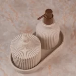نیم ست دو تیکه ی کورین رنگ کرم - Image 2