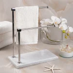 استند رو میزی دوبل پایه سنگ سفید  رنگ استیل s-1005