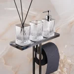 استندایستاده با جای دستمال و فرچه و سینی رنگ استیل براق - Image 2