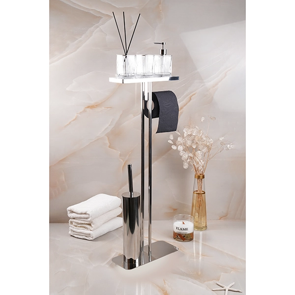 DSC07545 استندایستاده با جای دستمال و فرچه و سینی رنگ استیل براق - Image 1