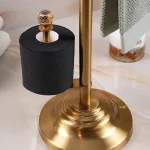 استند رو میزی جا حوله و دستمال برنجی رنگ طلایی مات با گوی کریستالی - Image 3