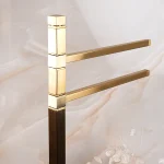 استند ایستاده ی دوبل با جای دستمال توالت پایه مستطیل رنگ طلایی مات - Image 3