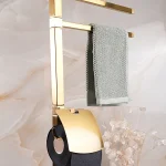 استند ایستاده ی دوبل با جای دستمال توالت پایه مستطیل رنگ طلایی مات - Image 2