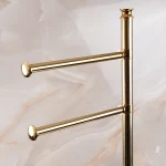 استند ایستاده دوبل جای دستمال و حوله ی پایه گرد برنجی رنگ طلایی براق - Image 3