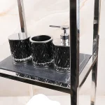 استند ایستاده سه طبقه استیل براق با کفه سنگ مشکی - Image 6