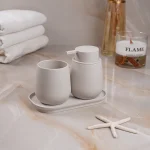 جا مایع و جای مسواک مدل اشپیریلا رنگ کرم وانیل