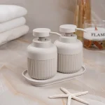جا مایع دوقلو اکرلیک مدل گرد راه راه رنگ کرم وانیل