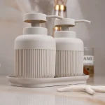 جا مایع دوقلو اکرلیک مدل گرد راه راه رنگ کرم وانیل - Image 2