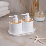 جا مایع دوقلو اکرولیک خط ریز بامبو رنگ سفید