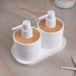 جا مایع دوقلو اکرولیک خط ریز بامبو رنگ سفید - Image 3