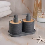 جا مایع دوقلو اکرولیک خط ریز بامبو رنگ طوسی - Image 2