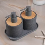 جا مایع دوقلو اکرولیک خط ریز بامبو رنگ طوسی - Image 4