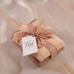 حوله ی  2 عددی وارداتی برند آکچا هوم ترکیه رنگ کرم نسکافه ایی