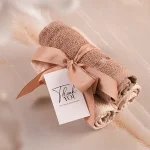 پک سه عددی حوله رنگ کرم نسکافه با ربان کرم - Image 2