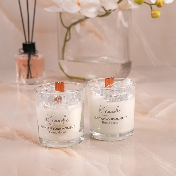 DSC08658 شمع دو عددی ژله ای نقره ای - Image 1