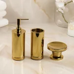 سه پارچه ی برنجی با سطل و فرچه رنگ طلایی - Image 2