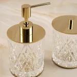نیم ست کریستالی طلایی با سینی کد 31 - Image 3