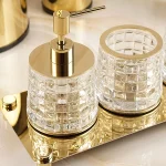 نیم ست کریستالی با سینی و سطل و فرچه طلایی کد 32 - Image 2