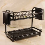 جا ظرفی دو طبقه استیل رنگ مشکی ev001