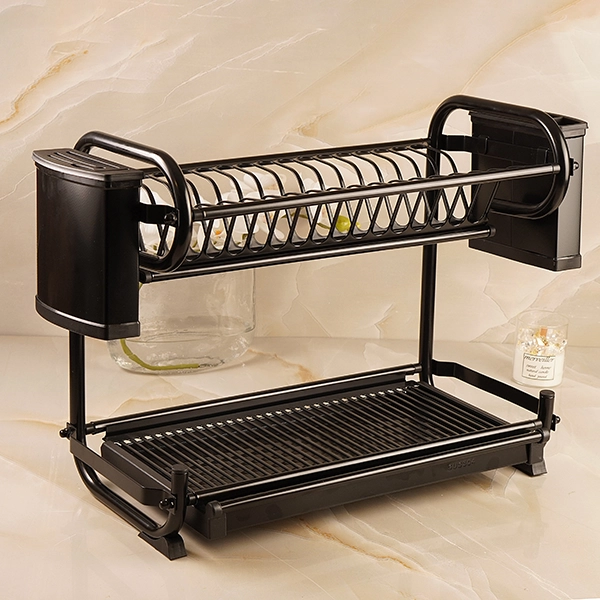 _DSC5665 جا ظرفی دو طبقه استیل رنگ مشکی ev001 - Image 1