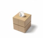 دستمال باکسی مربع چرمی رنگ کرم