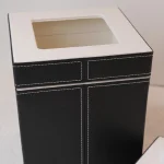 سطل و دستمال چرمی مشکی سفید - Image 2