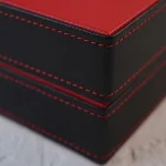 سطل و دستمال چرمی مشکی قرمز - Image 2