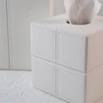 سطل و دستمال چرمی سفید - Image 2