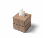 دستمال باکسی مربع چرمی رنگ نسکافه ای