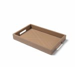 سینی دسته توکار چرمی رنگ نسکافه ای