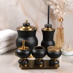 سرویس بهداشتی 6 پارچه سنگ مشکی و برنج طلایی