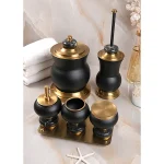 سرویس بهداشتی 6 پارچه سنگ مشکی و برنج طلایی - Image 3