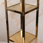 استند 4 طبقه صفحه استیل رنگ کروم طلایی - Image 3