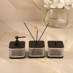 نیم ست کریستالی مربعی با یراق مشکی مات با سینی کد 49 - Image 2