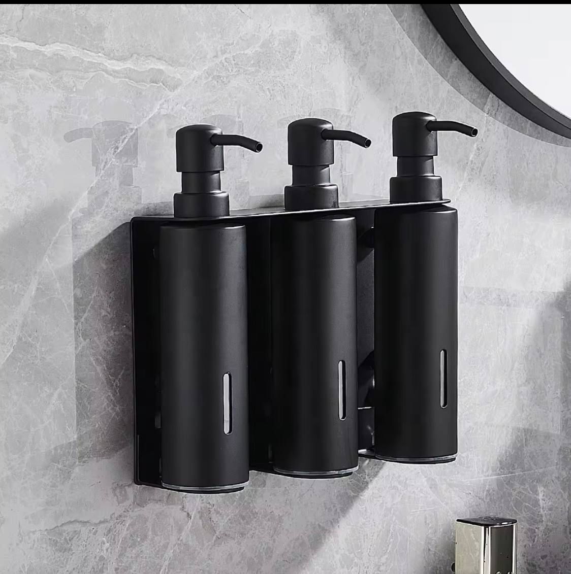 Triple wall-mounted liquid dispenser, flat model جا مایع دیواری سه قلو مدل فلت