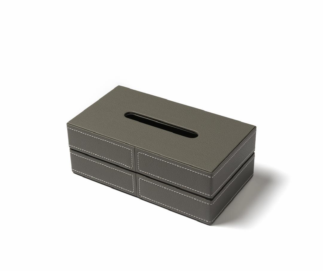 fdc2d7c5-c092-4ef4-9a0f-8ea35db5f30e دستمال باکسی مستطیل چرمی رنگ طوسی تیره - Image 1