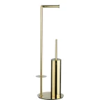 استند ایستاده با فرچه و جای دستمال توالت پایه گرد رنگ طلایی110-GO