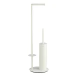 استند ایستاده با فرچه و جای دستمال توالت پایه گرد رنگ استیل براق کد 110-CR - Image 5