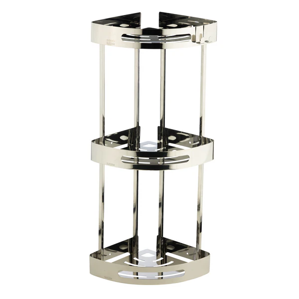 2013-CR Banyo جا شامپویی کنج سه طبقه ی رنگ استیل براق کد 2013-CR Banyo - Image 1