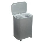 سبد رخت چرک دو مخزنه ی چرخدار حجم 50 لیتر کد 70498W-50L - Image 3