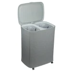 سبد رخت چرک دو مخزنه ی چرخدار حجم 90 لیتر کد 70499W-90L- - Image 2