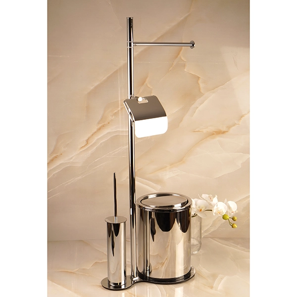 _DSC5359 استند ایستاده با جای دستمال و حوله و سطل و فرچه رنگ کروم براق - Image 1