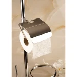 استند ایستاده با جای دستمال و حوله و سطل و فرچه رنگ کروم براق - Image 3