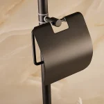 استند ایستاده با جای دستمال و حوله و سطل و فرچه رنگ مشکی - Image 3