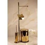 استند ایستاده با جای دستمال و حوله و سطل و فرچه رنگ طلایی براق - Image 2