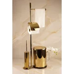 استند ایستاده با جای دستمال و حوله و سطل و فرچه رنگ طلایی براق - Image 3