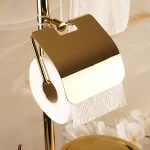 استند ایستاده با جای دستمال و حوله و سطل و فرچه رنگ طلایی براق - Image 4