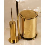 استند ایستاده با جای دستمال و حوله و سطل و فرچه رنگ طلایی براق - Image 5